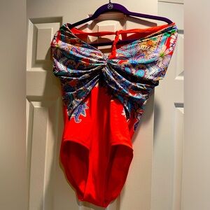 Sexy, deep plunge, Johnny Was bathing suit